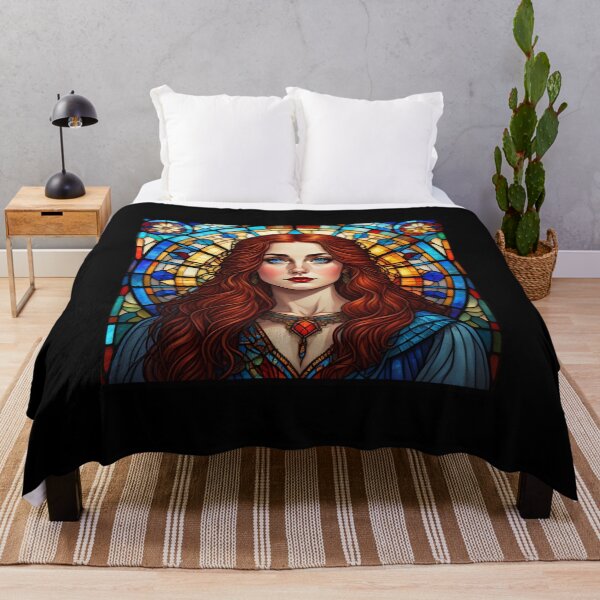 Item preview, Stained Glass Serenade – Redhead Gothic Goddess Portrait designed and sold by UmSkelig834.
