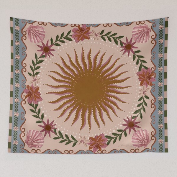 Item preview, Boho Celestial Sun Floral Pattern | Vintage Botanical Coastal Art designed and sold by prikanashiro.