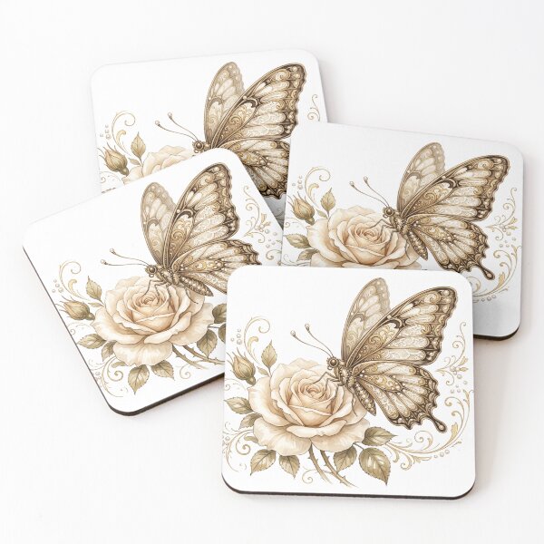 Item preview, Vintage Butterfly and Rose Illustration – Elegant Floral Aesthetic T‑Shirt Design designed and sold by lucidfrog.