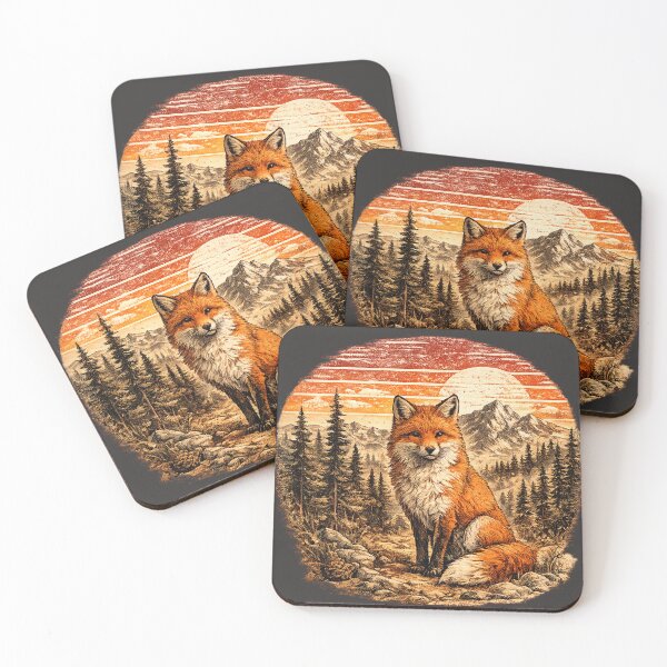 Item preview, Vintage Woodland Fox Mountain Forest Retro Art designed and sold by JustResultsCo.