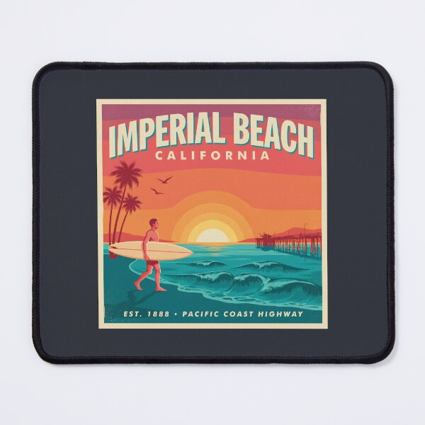 Item preview, Imperial Beach California Sunset Surfer – Vintage Pacific Coast Travel Poster designed and sold by ArcticFoxStudio.