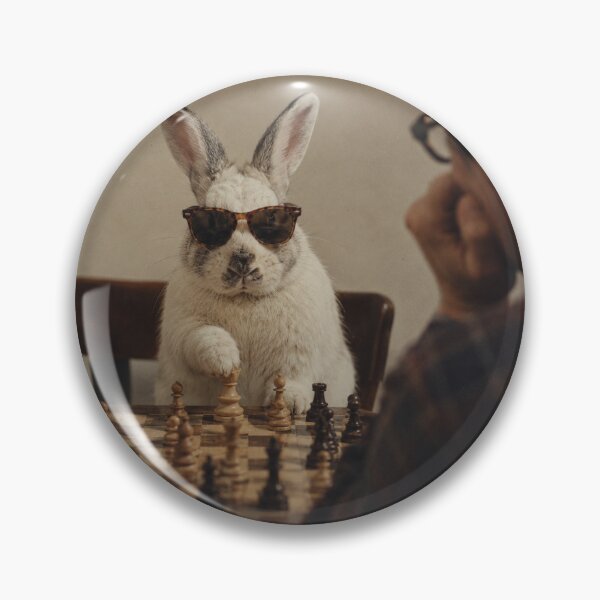 Item preview, Vintage Checkmate Bunny Playing Chess in Sunglasses designed and sold by HOUSE OF TIST.