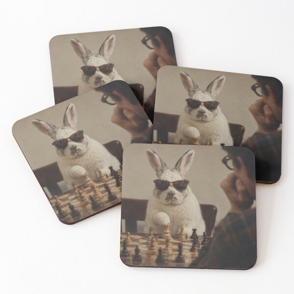 Item preview, Vintage Checkmate Bunny Playing Chess in Sunglasses designed and sold by HOUSE OF TIST.