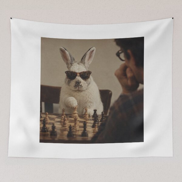 Item preview, Vintage Checkmate Bunny Playing Chess in Sunglasses designed and sold by HOUSE OF TIST.