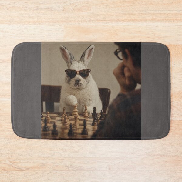 Item preview, Vintage Checkmate Bunny Playing Chess in Sunglasses designed and sold by HOUSE OF TIST.