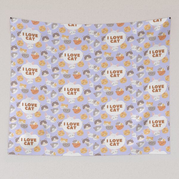 Item preview, ? I Love Cat Cute Kawaii Cat Pattern Illustration | Pastel Cat Lover Design designed and sold by PixelVibe Art.