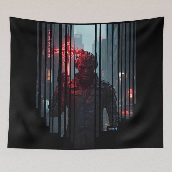 Item preview, Cyborg holding neon crucifix 4 designed and sold by Neon G.