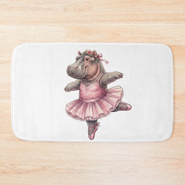 Item preview, Cute Hippo Ballerina Arabesque Balance Pink Tutu Watercolor designed and sold by DH-ArtLab.