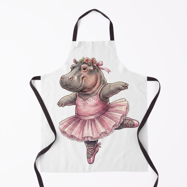 Item preview, Cute Hippo Ballerina Arabesque Balance Pink Tutu Watercolor designed and sold by DH-ArtLab.