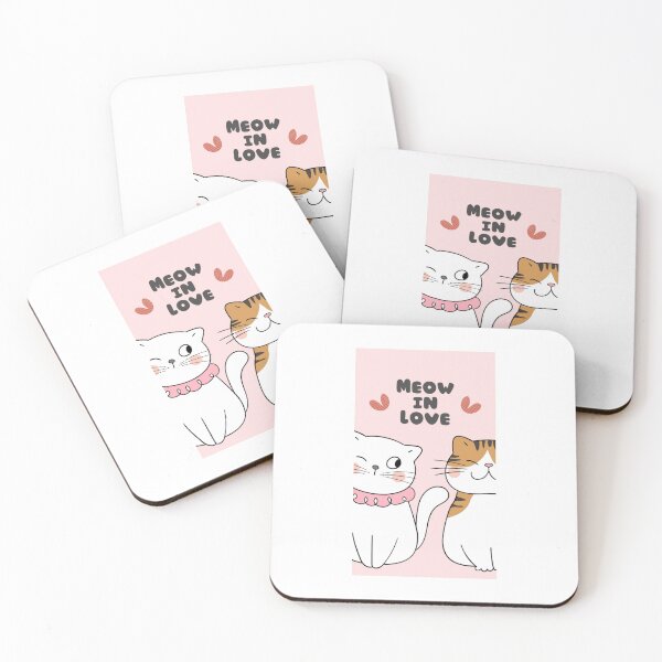Item preview, ? Meow In Love Cute Cat Couple Illustration | Kawaii Cat Lover Design designed and sold by PixelVibe Art.