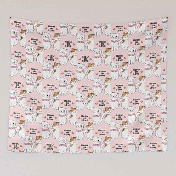 Item preview, ? Meow In Love Cute Cat Couple Illustration | Kawaii Cat Lover Design designed and sold by PixelVibe Art.
