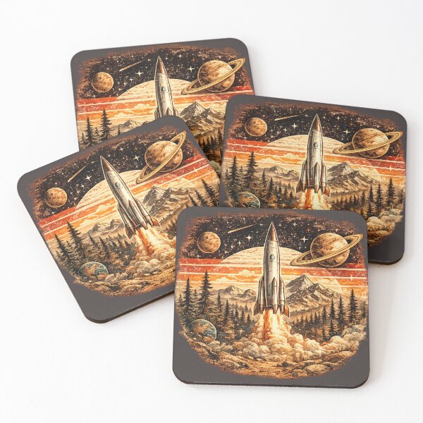 Item preview, Vintage Space Exploration Rocket Retro Sci Fi Design designed and sold by Golden Era Studio.