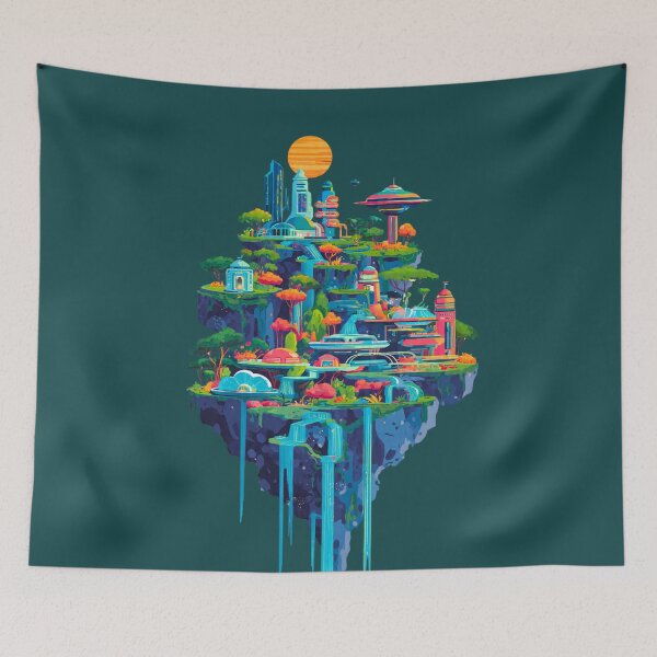 Item preview, Futuristic Floating Island Oasis designed and sold by Interstellarwear.