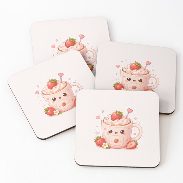 Item preview, Kawaii strawberry latte mug designed and sold by Design by Sara.