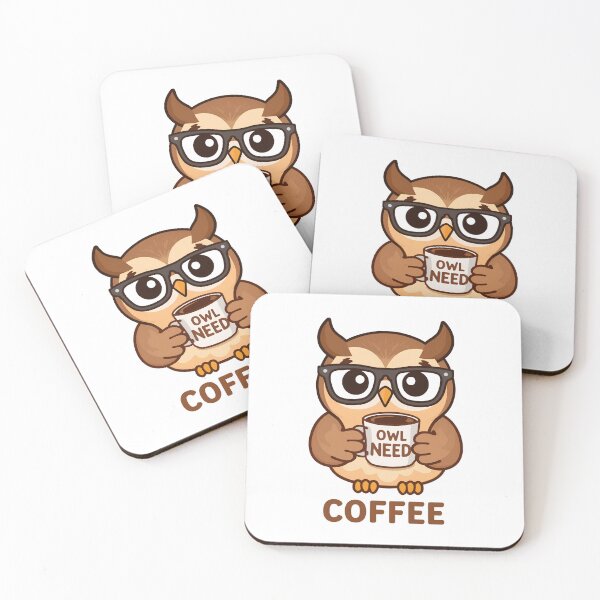 Item preview, Coffee Owl Sticker designed and sold by Artify Walls.