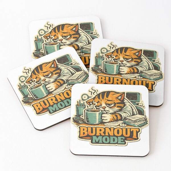 Item preview, Burnt Out Cat Mode – Hilarious Workplace Exhaustion designed and sold by Dada-arts.