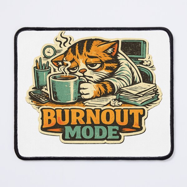 Item preview, Burnt Out Cat Mode – Hilarious Workplace Exhaustion designed and sold by Dada-arts.