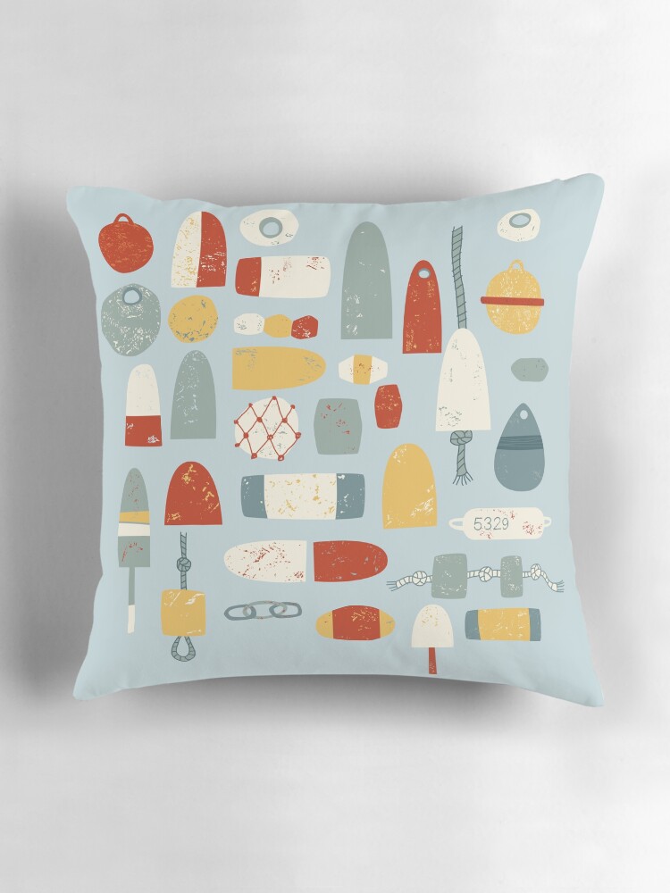 Thumbnail 3 of 4, Pillow, Fishing Floats designed and sold by squirrell.
