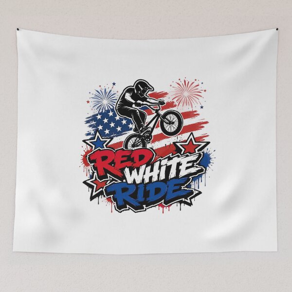 Item preview, Red White Ride Patriotic BMX Bike Racing Fireworks designed and sold by shemodas.
