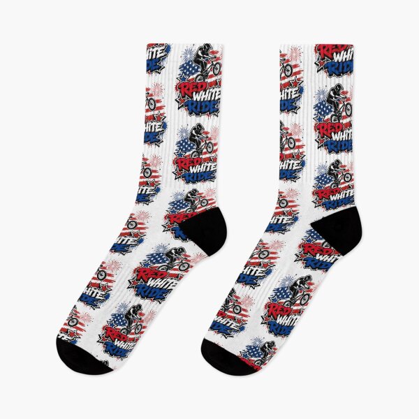 Item preview, Red White Ride Patriotic BMX Bike Racing Fireworks designed and sold by shemodas.