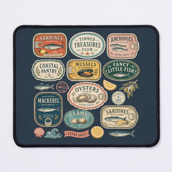 Item preview, Vintage Tinned Fish Coastal Pantry designed and sold by POD DYNASTY.