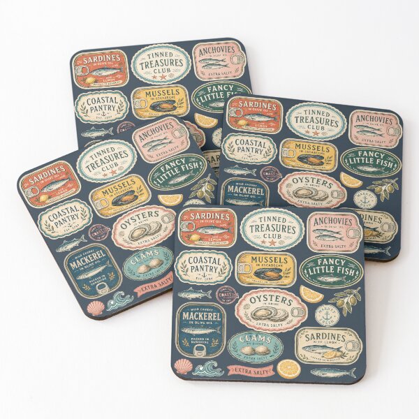 Item preview, Vintage Tinned Fish Coastal Pantry designed and sold by POD DYNASTY | Original Print On Demand T-Shirt Graphics.