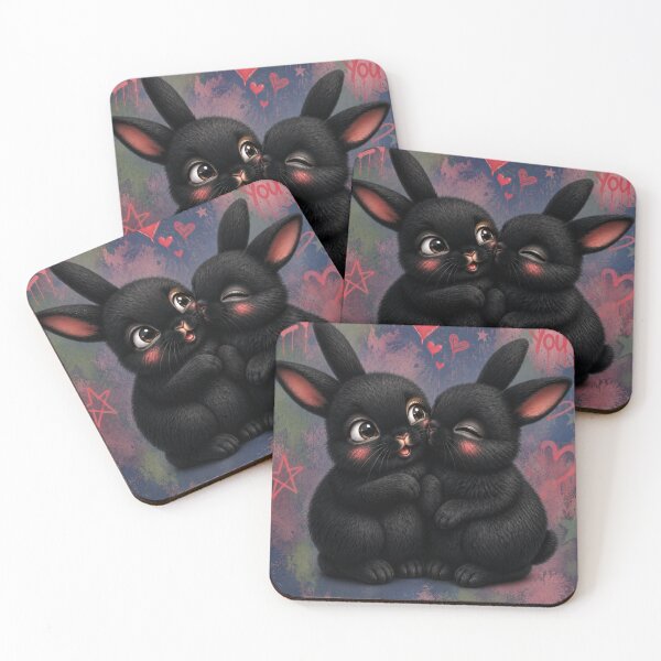 Item preview, Cute Black Bunny Love Couple designed and sold by Rohan132.
