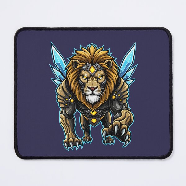 Item preview, CyberneticLion Warrior - Mechanical Fantasy Beast with Crystal Wings designed and sold by M.Store.