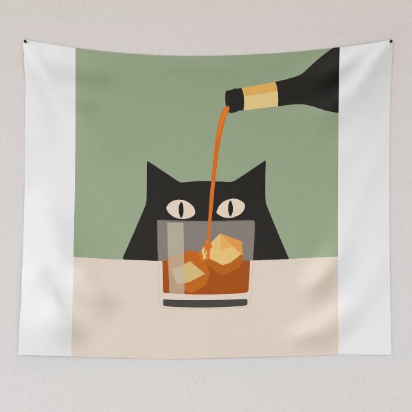 Item preview, Minimalist Cat Whiskey Print designed and sold by Studio pod Burom.