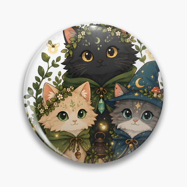 Item preview, Mystical Forest Spirit Cats with Glowing Fireflies designed and sold by StickyGuys.