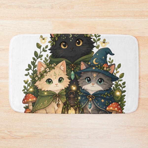 Item preview, Mystical Forest Spirit Cats with Glowing Fireflies designed and sold by StickyGuys.