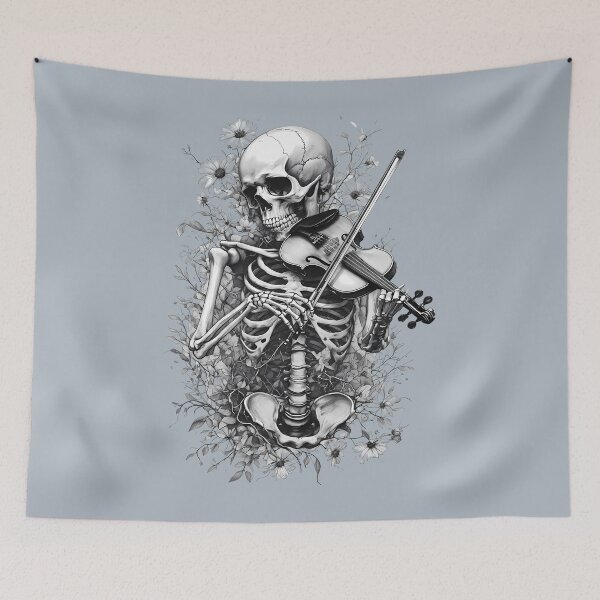 Item preview, Skeleton with Violin in Flowers   - World Music Day designed and sold by Art-Arcade6.