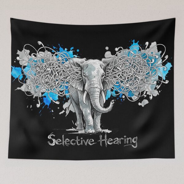 Item preview, Selective Hearing – Surreal Elephant Headphones Illustration designed and sold by SoulPT.