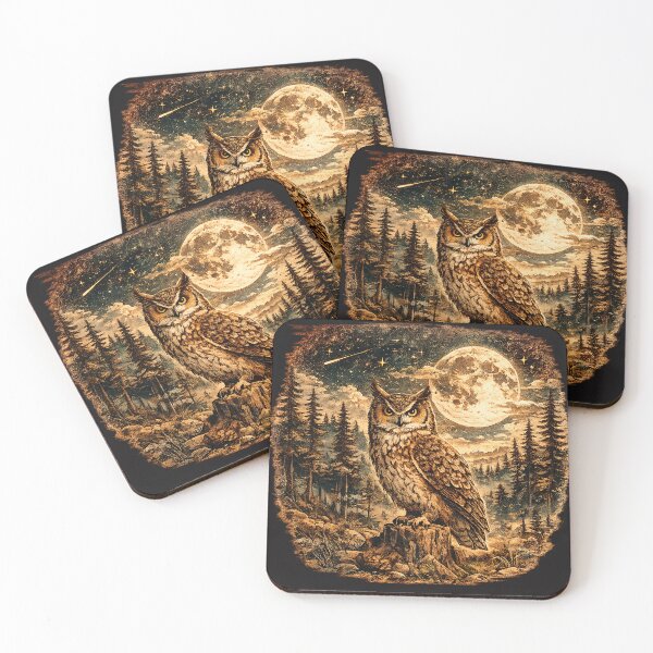 Item preview, Vintage Owl Moonlit Forest Mystical Wildlife Art designed and sold by JustResultsCo.