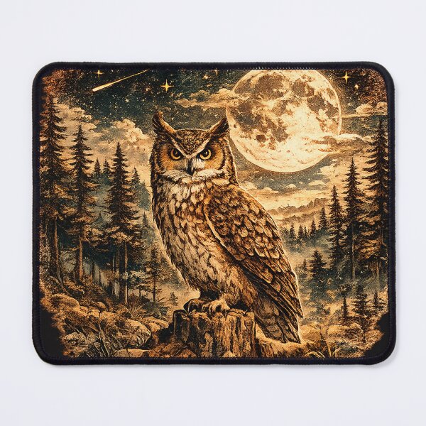 Item preview, Vintage Owl Moonlit Forest Mystical Wildlife Art designed and sold by JustResultsCo.