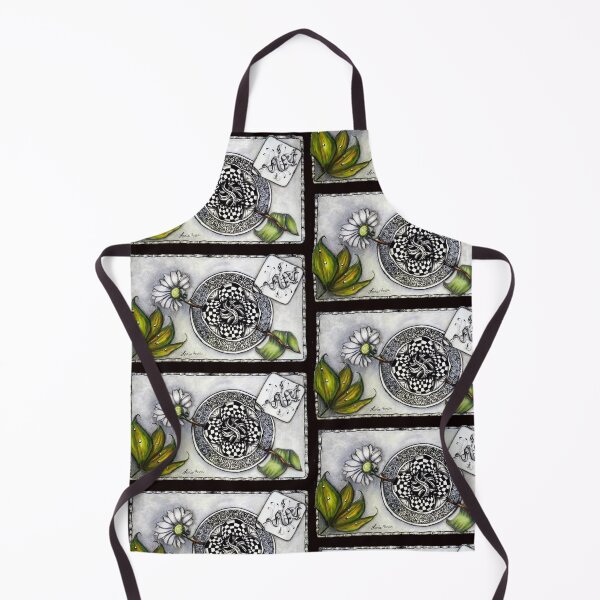 Item preview, Daisy Flower with Intricate Zentangle Mandala and Checkerboard designed and sold by LorieFossaArt.