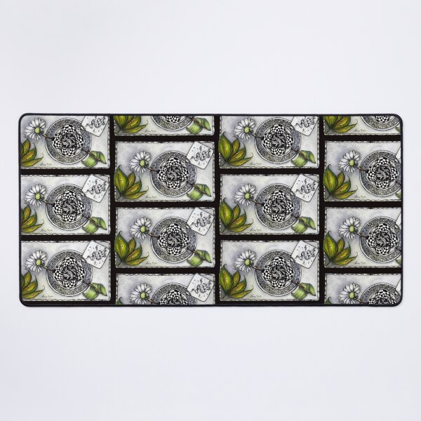 Item preview, Daisy Flower with Intricate Zentangle Mandala and Checkerboard designed and sold by LorieFossaArt.