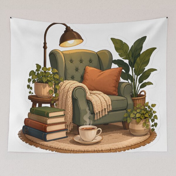Item preview, Cozy Reading Nook with Books and Tea designed and sold by StickyGuys.