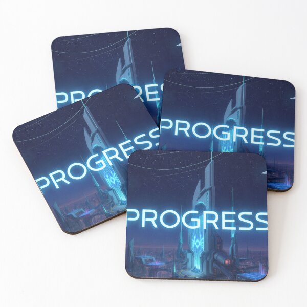 Item preview, PROGRESS - Futuristic Cyberpunk City Neon Tech Motivation Design designed and sold by RAMHEARTS.