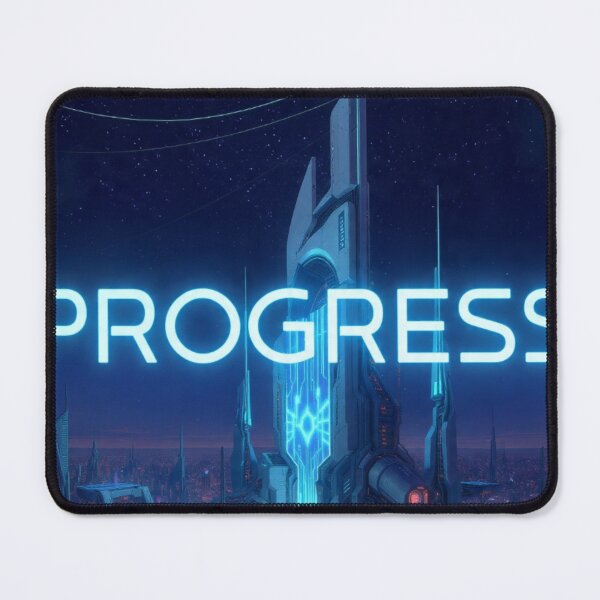 Item preview, PROGRESS - Futuristic Cyberpunk City Neon Tech Motivation Design designed and sold by AiNaturalsOnly.