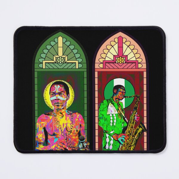 Item preview, Fela Kuti Stained Glass Art  – Pan-African Cathedral Portrait  Nigeria Afrobeat gift designed and sold by Youngkev-arts.