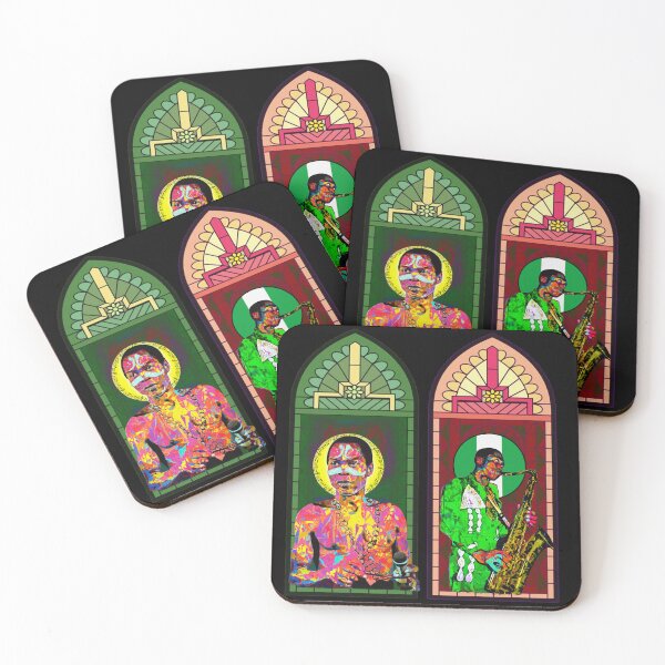 Item preview, Fela Kuti Stained Glass Art  – Pan-African Cathedral Portrait  Nigeria Afrobeat gift designed and sold by Youngkev-arts.