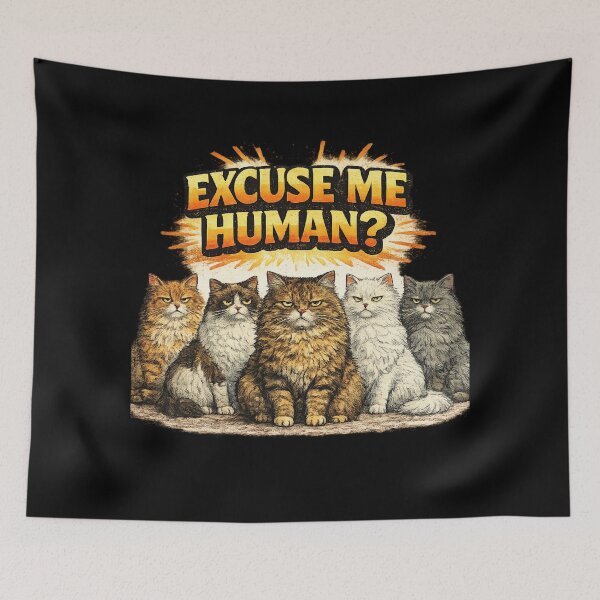 Item preview, Excuse Me Human Funny Grumpy Cat Gang Attitude Humor Gift designed and sold by irfanshikh.