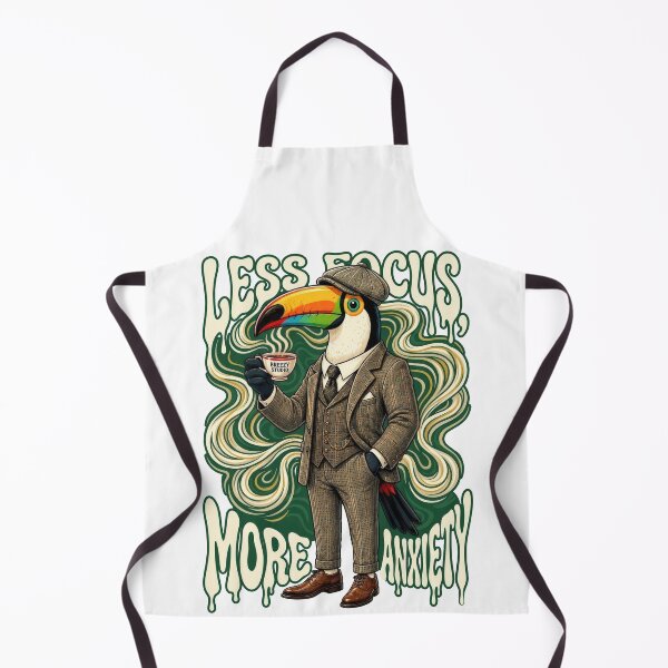 Item preview, Less Focus More Anxiety — Dapper Toucan in Tweed Suit Holding Coffee | Funny Retro Poster Art designed and sold by Breezy Studio.