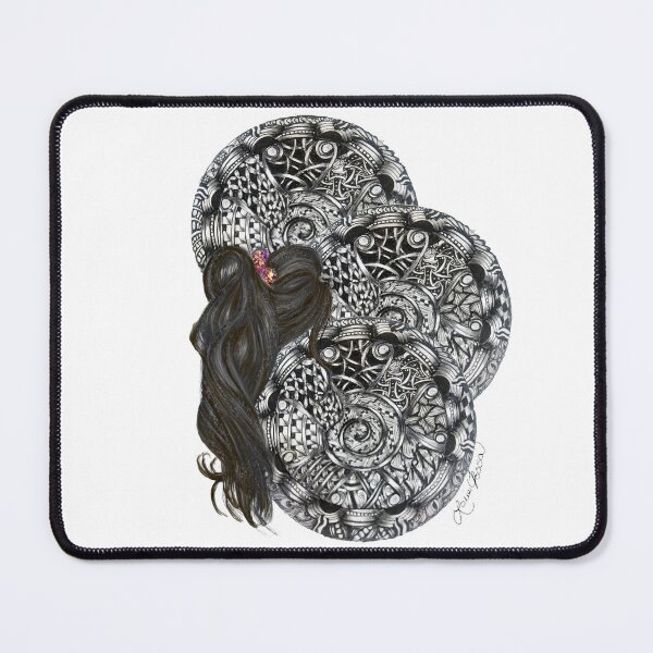 Item preview, Ponytail Girl with Ornate Zentangle Mandalas designed and sold by LorieFossaArt.