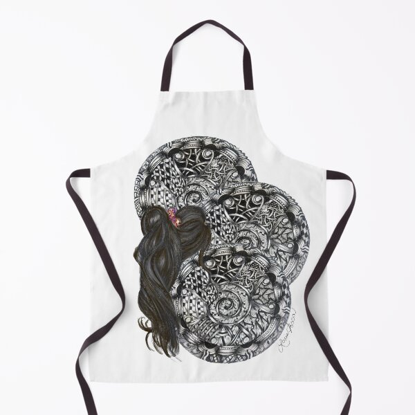 Item preview, Ponytail Girl with Ornate Zentangle Mandalas designed and sold by LorieFossaArt.