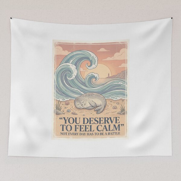 Item preview, You Deserve to Feel Calm – Ocean Therapy Poster Design designed and sold by Sea Gem.