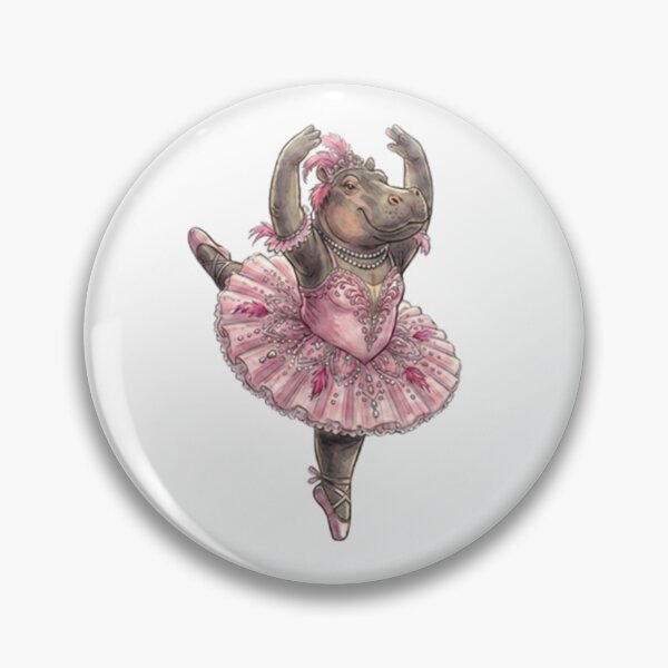 Item preview, Hippo Prima Ballerina Tiara Pink Tutu Watercolor Art designed and sold by DH-ArtLab.