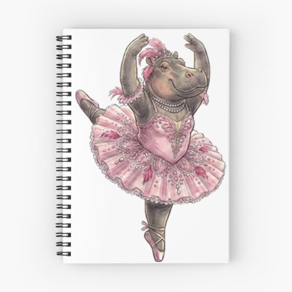Item preview, Hippo Prima Ballerina Tiara Pink Tutu Watercolor Art designed and sold by DH-ArtLab.