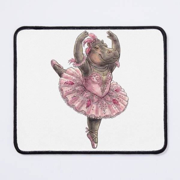 Item preview, Hippo Prima Ballerina Tiara Pink Tutu Watercolor Art designed and sold by DH-ArtLab.